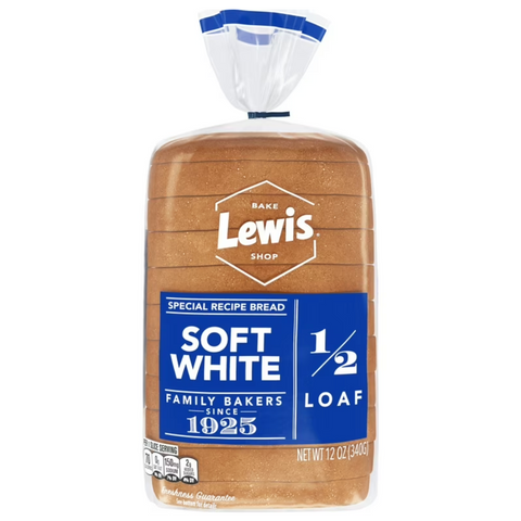 Lewis Bake Shop Soft White Half Loaf Bread, 12 oz, 1/2 Loaf