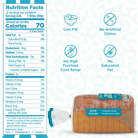 Lewis Bake Shop Sourdough Half Loaf Bread, 12 oz, 1/2 Loaf