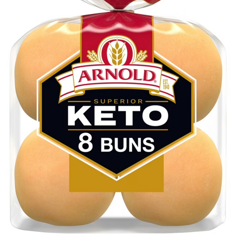 Arnold Superior Keto Plain Hamburger Buns, 12 oz, 8 count