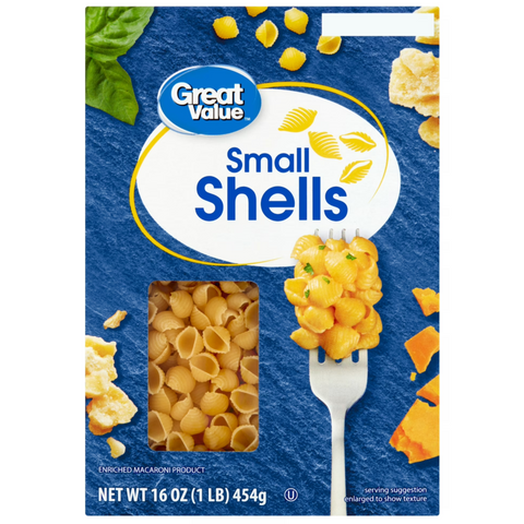 Great Value Small Shells Pasta, 16 oz
