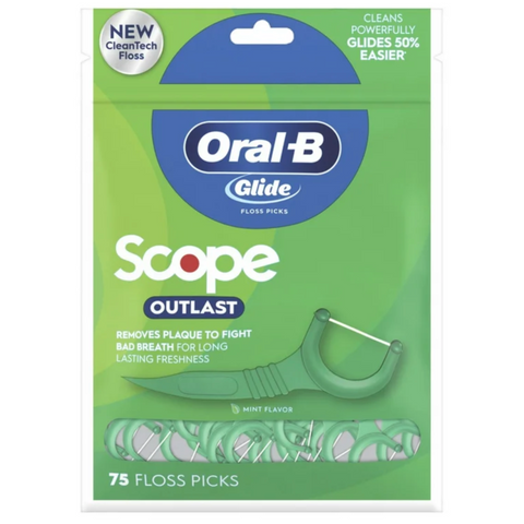Oral-B Glide Mint Dental Floss Picks with Long Lasting Scope Flavor, 75 Count
