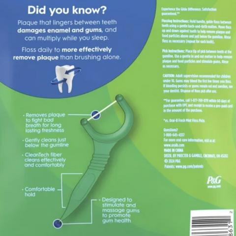 Oral-B Glide Mint Dental Floss Picks with Long Lasting Scope Flavor, 75 Count