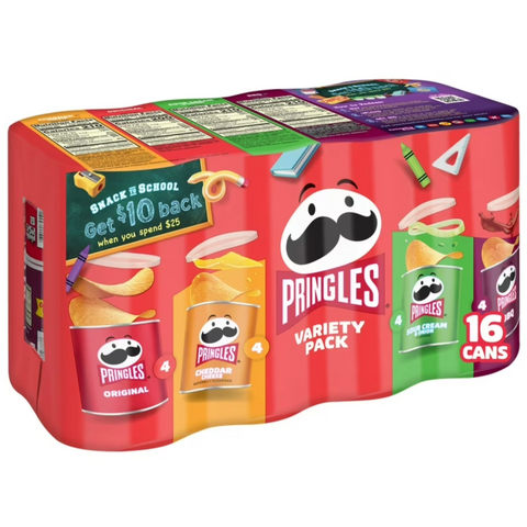 Pringles Variety Pack Potato Crisps Chips, Lunch Snacks, 16 Count