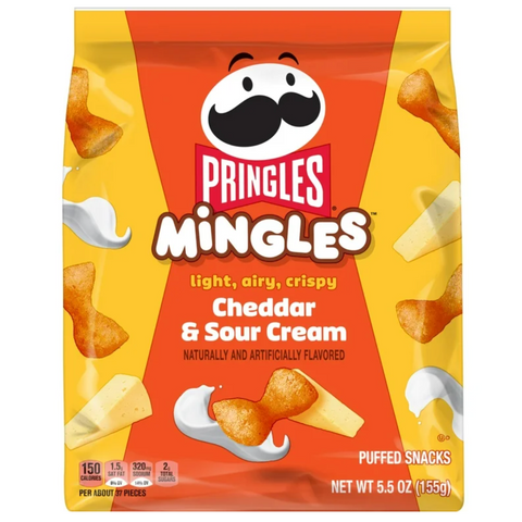 Pringles Mingles Cheddar and Sour Cream Puffed Snacks, Cheese Puffs, 5.5 oz