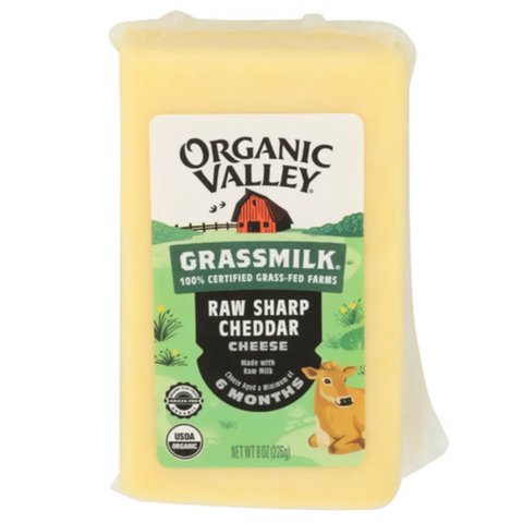 Organic Valley Organic Grassmilk Raw Sharp Cheddar Cheese, 8 oz