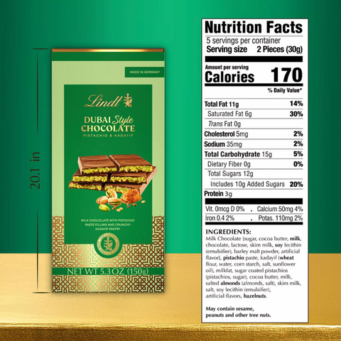 Lindt Dubai Style Chocolate Bar, 5.3oz
