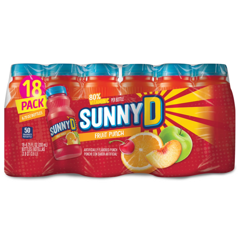 SunnyD Fruit Punch Shelf Stable Juice Drink, 6.75 fl oz, 18 Count