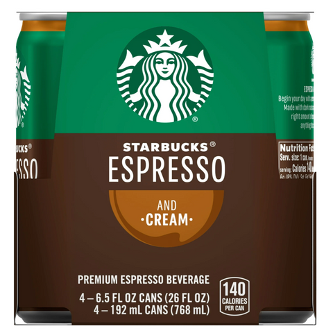 Starbucks Espresso & Cream Premium Espresso Beverage, 6.5 fl oz, 4 count