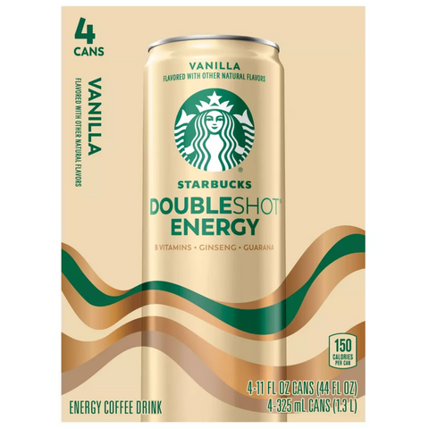 Starbucks Doubleshot Energy Vanilla Coffee Energy Drink, 11 oz, 4 Count