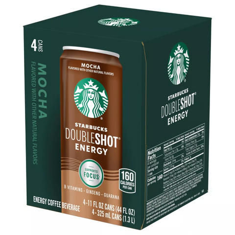 Starbucks Doubleshot Energy Coffee Beverage, Mocha, 11 fl oz, 4 Count