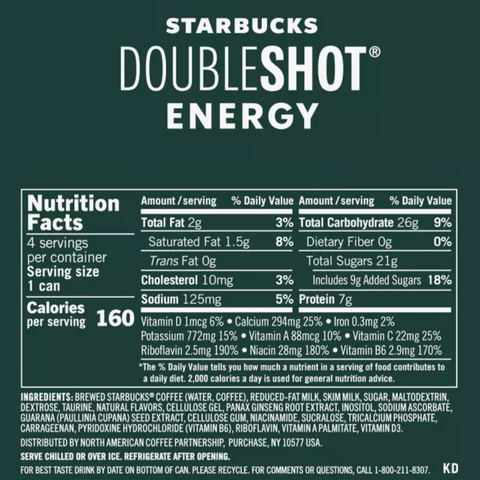 Starbucks Doubleshot Energy Coffee Beverage, Mocha, 11 fl oz, 4 Count