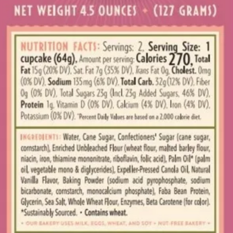 Rubicon Bakers Vegan Vanilla Dream Cupcakes, 2 Count