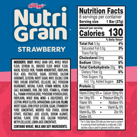 Kellogg's Nutri-Grain Strawberry Chewy Breakfast Bars, 8 Count