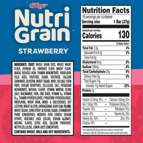 Kellogg's Nutri-Grain Strawberry Chewy Breakfast Bars, 16 Count