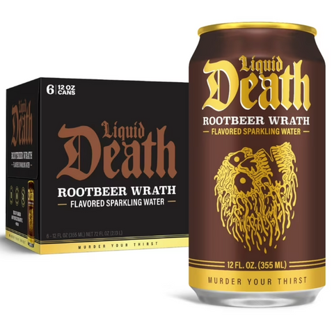 Liquid Death Sparkling Water Root Beer Wrath, 12oz, 6 Count