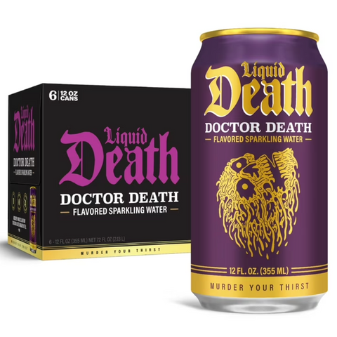 Liquid Death Doctor Death, Soda-Flavored Sparkling Water, 12oz, 6 Count