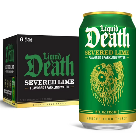 Liquid Death Severed Lime, Lime-Flavored Sparkling Water, 12oz, 6 Count