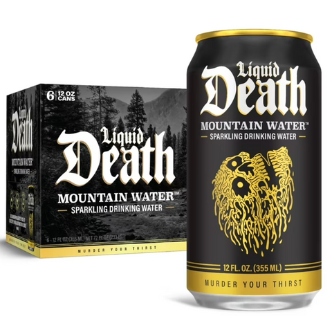 Liquid Death Sparkling Mountain Water, 12oz, 6 Count
