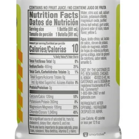 Gatorade Gatorlyte Zero Sugar, Lemon Lime Electrolyte Sports Drink, 20 fl oz