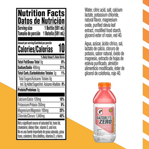 Gatorade Gatorlyte Zero Sugar, Strawberry Kiwi Electrolyte Sports Drink, 20 fl oz