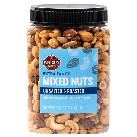 Wellsley Farms Roasted Unsalted Fancy Mixed Nuts, 40 oz.