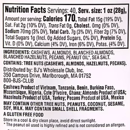 Wellsley Farms Roasted Unsalted Fancy Mixed Nuts, 40 oz.