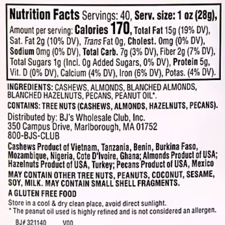 Wellsley Farms Extra Fancy Salted Mixed Nuts, 40 oz.