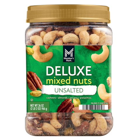 Member's Mark Unsalted Deluxe Mixed Nuts, 34 oz.