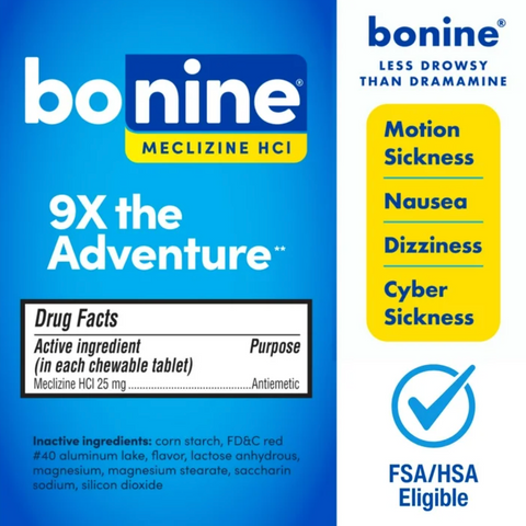 Bonine Motion Sickness and Nausea Relief, Chewable Tablets, 24 Count