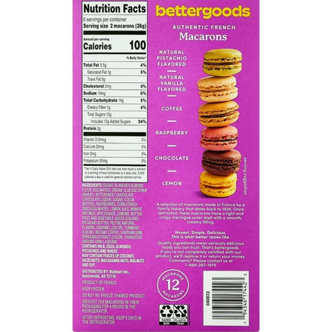 bettergoods Assorted Macarons, 5.4 oz, 12 Count