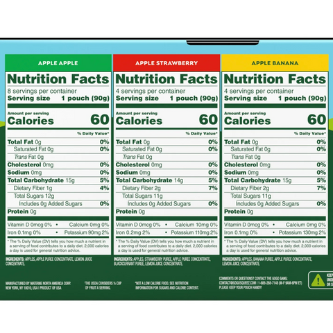 GoGo squeeZ Applesauce Variety pack, Apple Apple, Apple Banana, Apple Strawberry, 16 Count