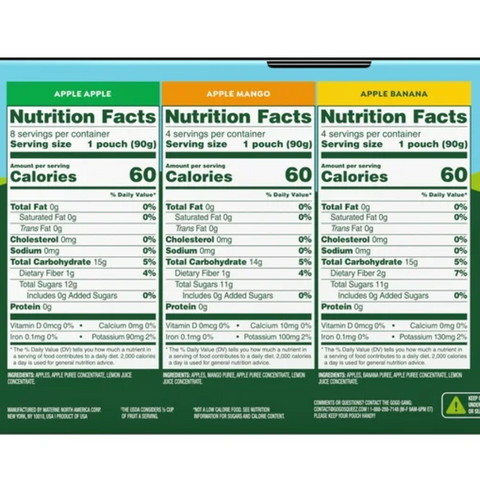 GoGo squeeZ Applesauce Variety pack, Apple Apple, Apple Banana, Apple Mango, 16 Count