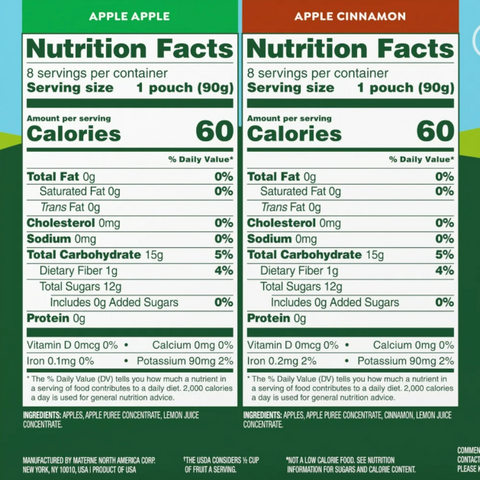 GoGo SqueeZ Fruit on the Go Apple Apple, Apple Cinnamon Snack Pouches, 3.2 oz, 16 Ct