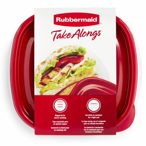 Rubbermaid TakeAlongs 2.9-Cup Square Food Storage Containers, 4 Pack