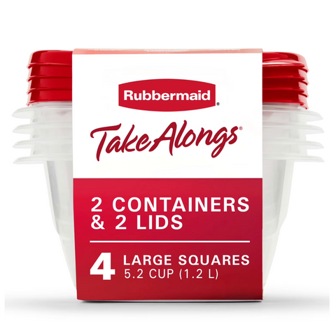 Rubbermaid TakeAlongs Deep Square Food Storage Container, 4 Pack