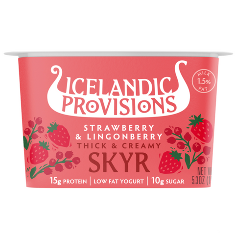 Icelandic Provisions Thick & Creamy Skyr, Low Fat, Strawberry Lingonberry, 5.3 oz