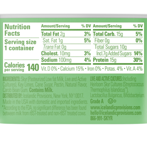 Icelandic Provisions Thick & Creamy Skyr, Low Fat, Key Lime, 5.3 oz