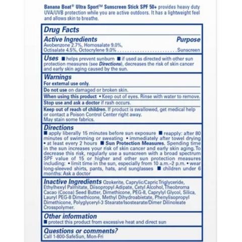 Banana Boat Sport Ultra Sunscreen Stick SPF 50, Travel Sunscreen Sport, 1.5 oz