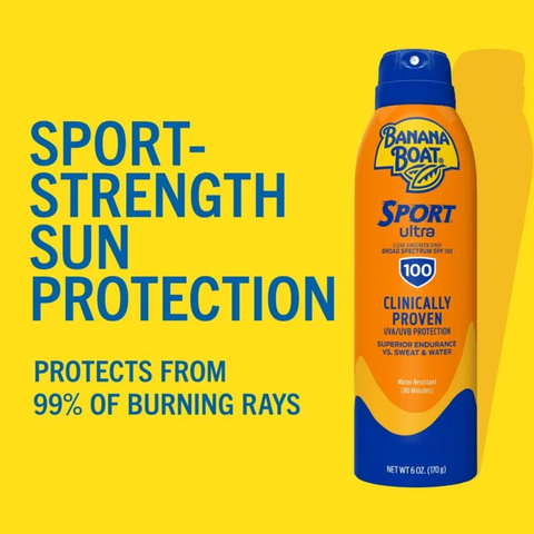 Banana Boat Sport Ultra SPF 100 Sunscreen Spray, Clear Spray Sunscreen, 6 oz
