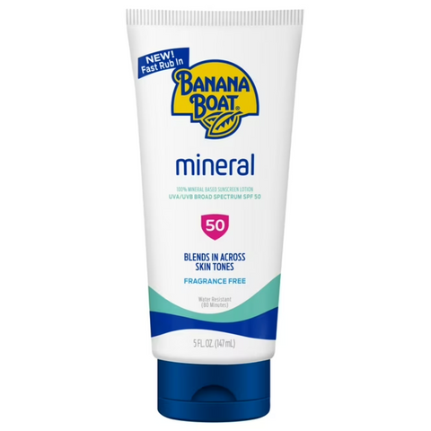 Banana Boat Mineral Sunscreen SPF 50, Mineral Sunblock, Adult Sunscreen Lotion, 5 fl oz