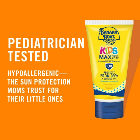 Banana Boat Kids Max Protect & Play Sunscreen SPF 100, Kids Sunscreen Lotion, Sunblock, 4 fl oz