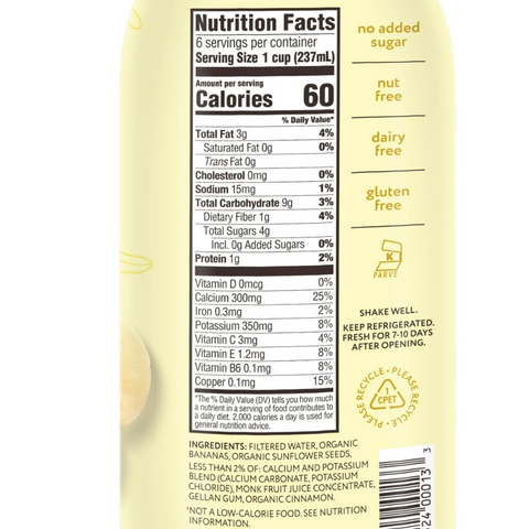 Mooala Organic Plant Based Banana Milk, Original, 48 oz.