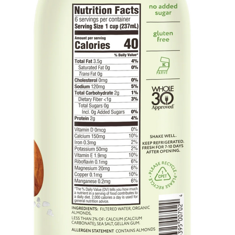 Mooala Organic Plant Based Almond Milk, Unsweetened, 48 oz.
