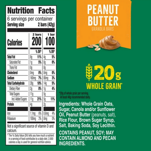 Nature Valley Crunchy Granola Bars, Peanut Butter, 8.94 oz, 12 Count
