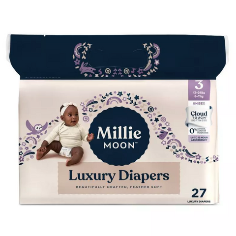 Millie Moon Luxury Disposable Diapers, Size 3 - 27 Count