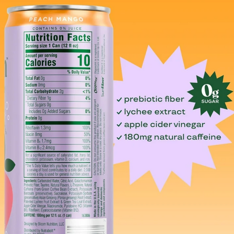 Bloom Nutrition Sparkling Energy Drink, Variety, 12 fl oz, 12 Count