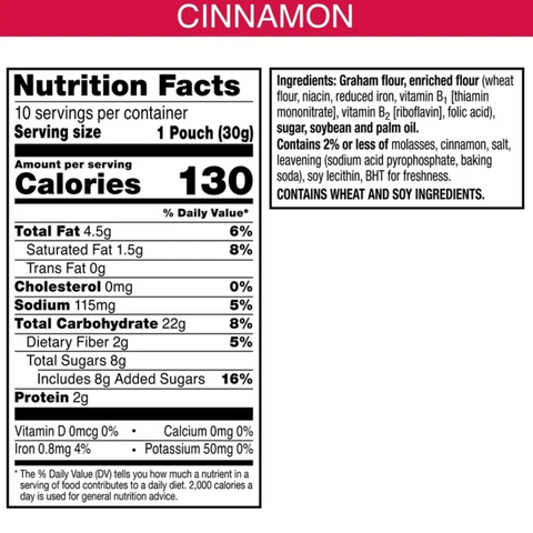 Kellogg's Cinnamon Graham Snacks, Kids Snacks, 10 Count