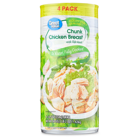 Great Value Chunk Chicken Breast, 12.5 oz Can, 4 Count