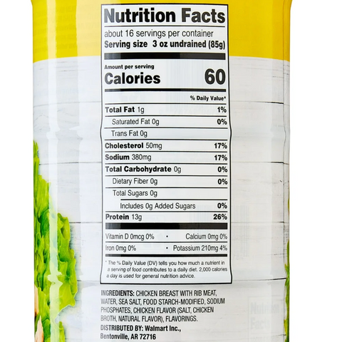 Great Value Chunk Chicken Breast, 12.5 oz Can, 4 Count