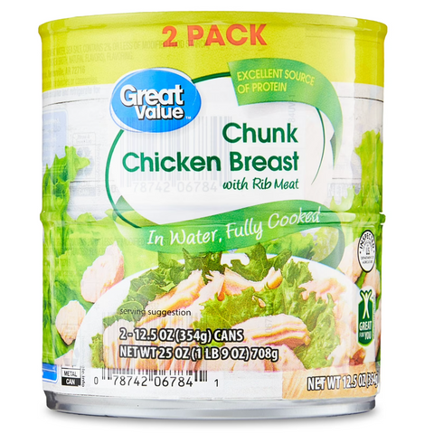 Great Value Chunk Chicken Breast, 12.5 oz Can, 2 Count